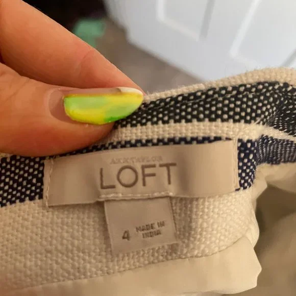 LOFT Striped Faux Wrap Skirt with Fringe Trim - Picture 7 of 7